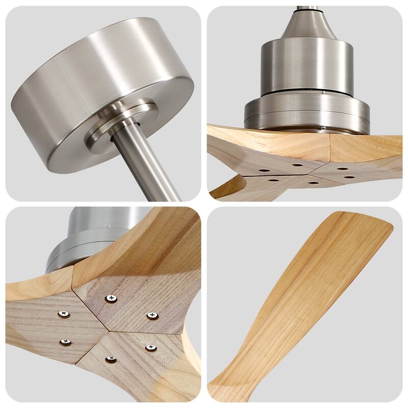52 inch Smart Solid Wood Ceiling Fan with Intetraged Light and Remote,Google Assistant/Alexa APP Control