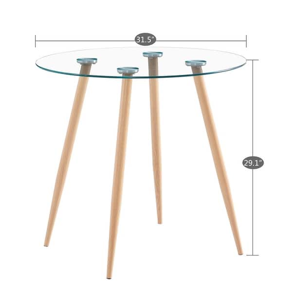 Round Glass Dining Table Transparent Glass Table Leg - Bed Bath ...