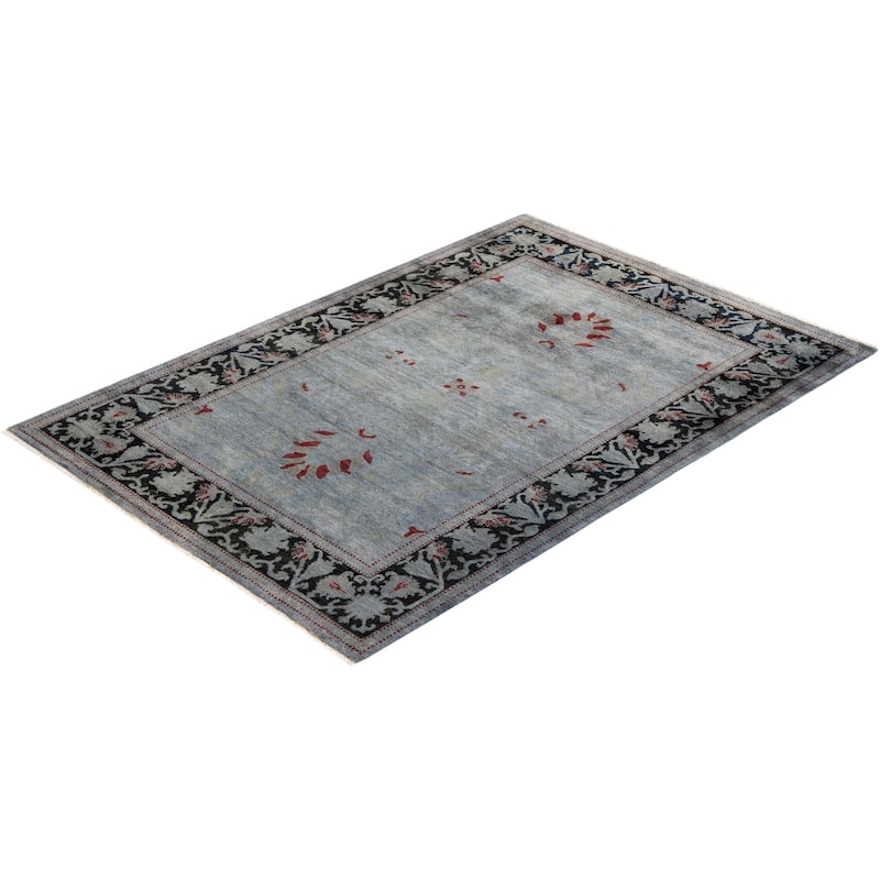 Vibrance, One-of-a-Kind Hand-Knotted Area Rug - Gray, 4' 1" x 5' 10" - 4' 1" x 5' 10"