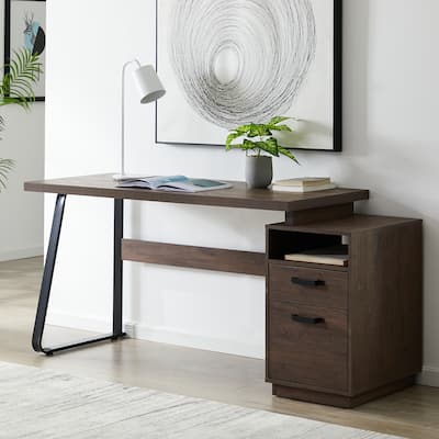 Home Office Computer Desk with Drawers/Hanging Letter-size Files