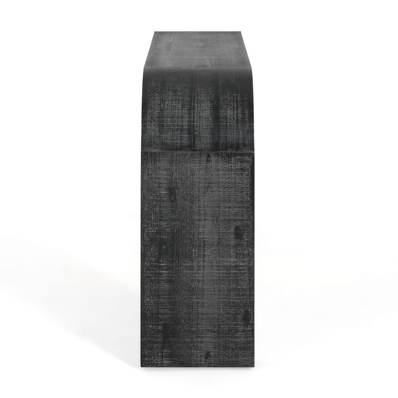Roomfitters 52" Wood Console Table with Curved Edge, Natural Texture, Modern Entryway and Living Room Accent, Black