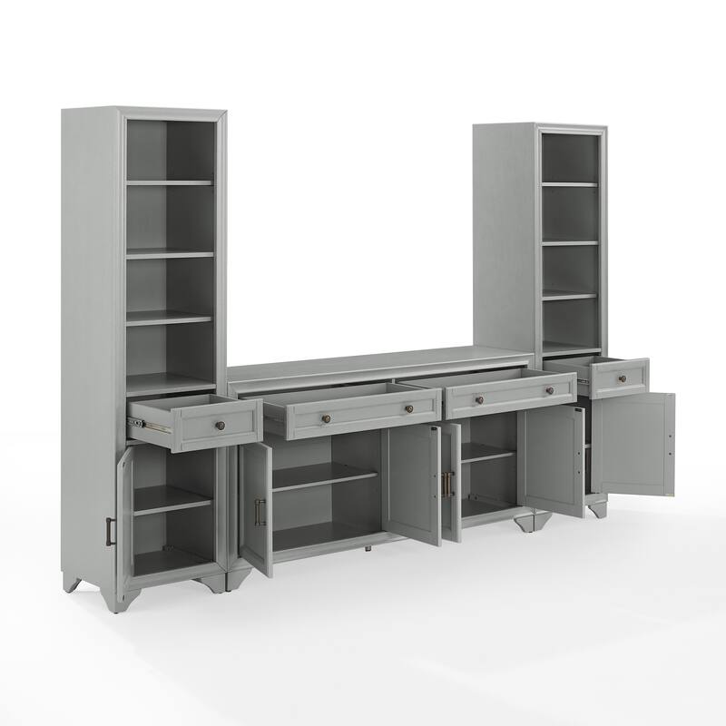Crosley Tara 3Pc Sideboard And Bookcase Set - 15"x97"x67.63"