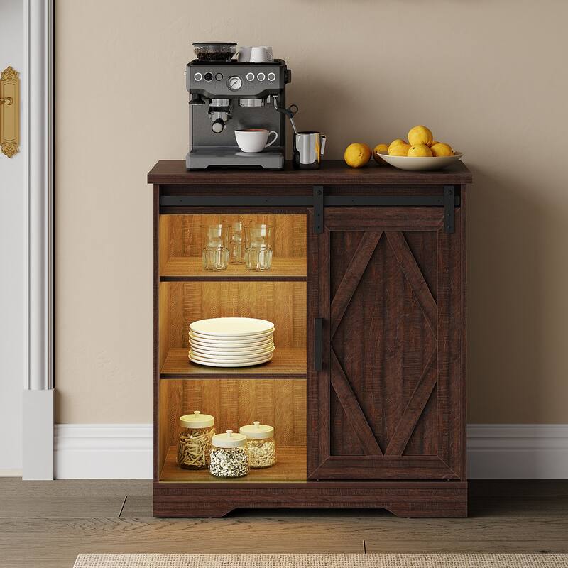 WAMPAT Farmhouse Coffee Bar Cabinet Storage Sideboard