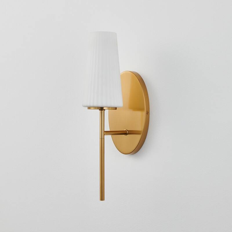 KAWOTI 16" 1- Light Wall Sconce with Opal Glass Shade