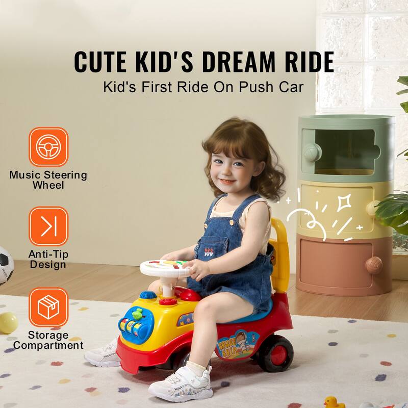 Ride On Push Car for Toddlers Ages 1-3 with Music and Storage - 20.08 x 9.84 x 17.72 in