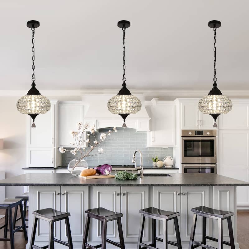 Bella Depot 11" Modern Crystal Dimmable Chandelier Luxuruy Lantern Pendant Light for Living Room Kitchen Island Hallway