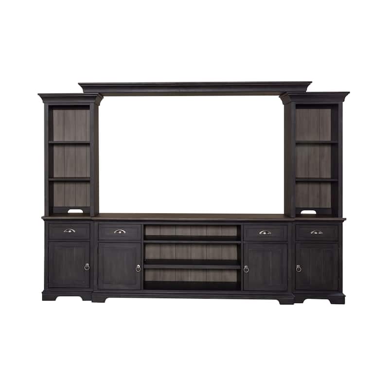 Ocean Isle Slate & Weathered Pine Entertainment Center with Piers