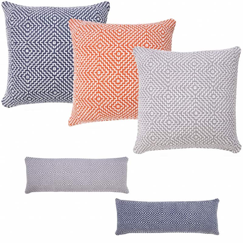 HomeRoots 20" X 20" Gray And White 100% Cotton Geometric Zippered Pillow