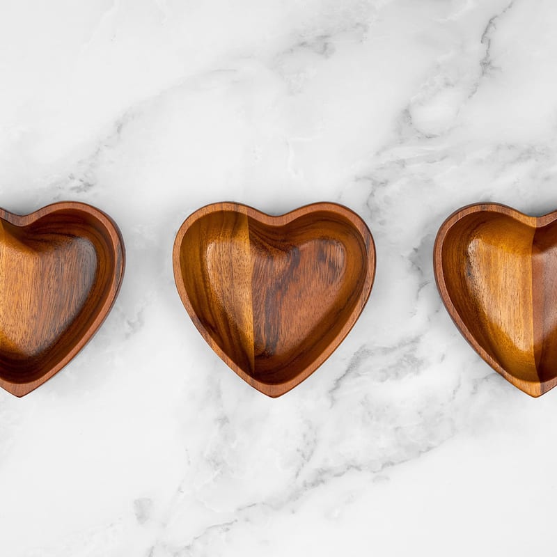 Nambe Set of 3 Heart Small Bowls - 4.75" x 5"