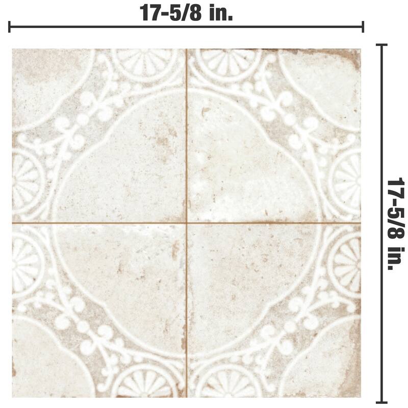Merola Tile Kings Jaipur White 17-5/8" x 17-5/8" Ceramic Floor and Wall Tile