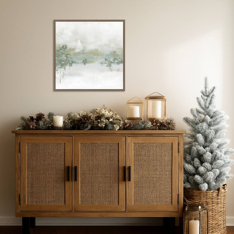 Winter Hillside I by June Erica Vess Framed Canvas Wall Art Print - Sylvie Dark Gold