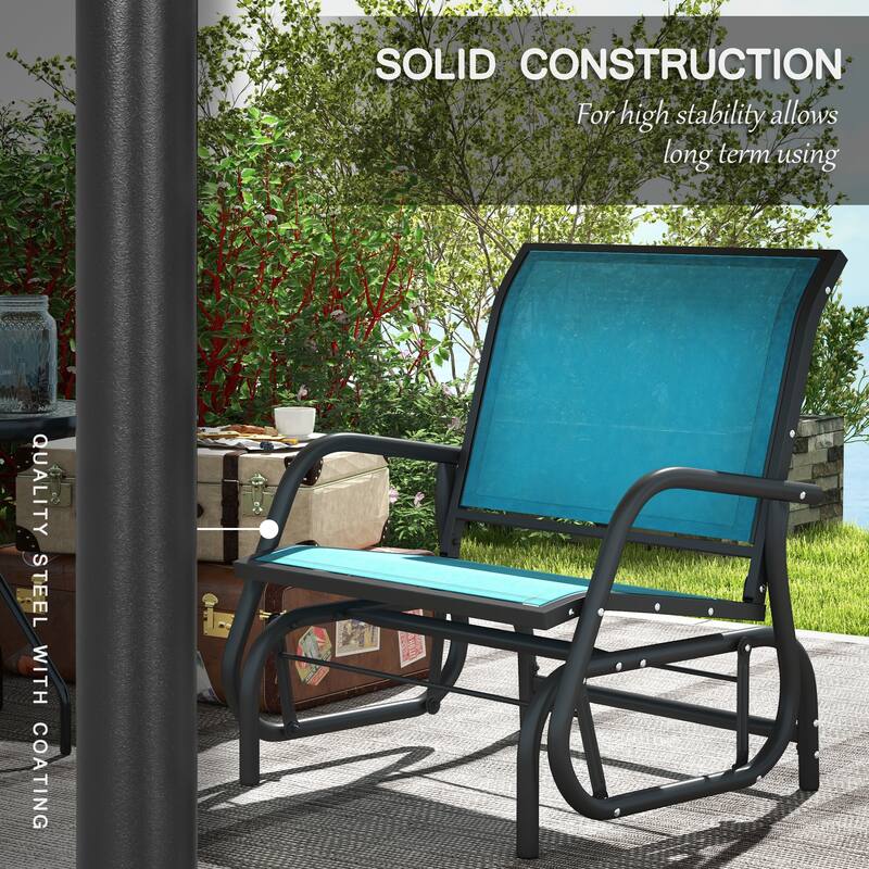 Outsunny Glider/Rocking Chair Set with Breathable Mesh Fabric, Curved Armrest
