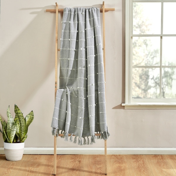 Lush Decor Boho Tufted Cotton Woven Tassel Fringe Throw Blanket. Opens flyout.