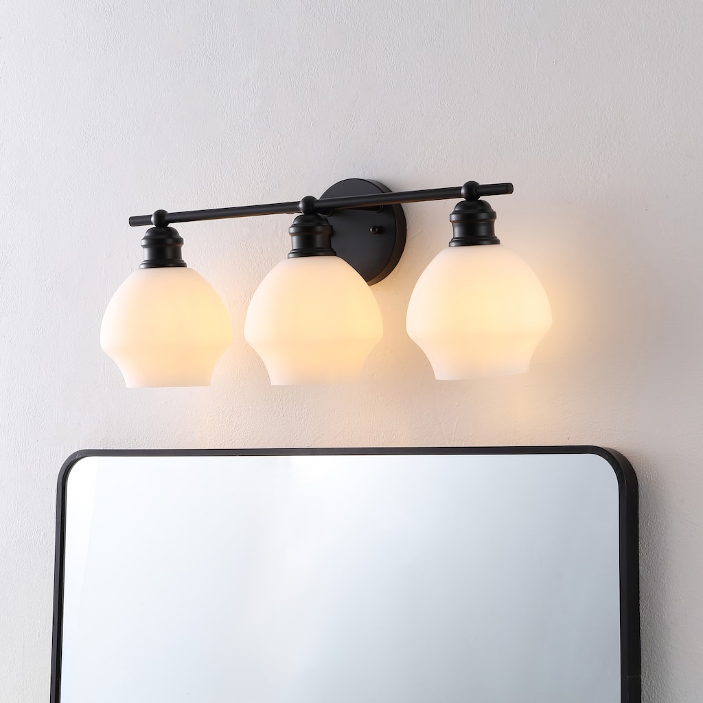 SAFAVIEH Hayam 3-Light Bathroom Vanity Wall Sconce (LED Bulbs Included) - 22.5 In. W x 7.25 In. D x 9.25 In. H - 23Wx7Dx9H