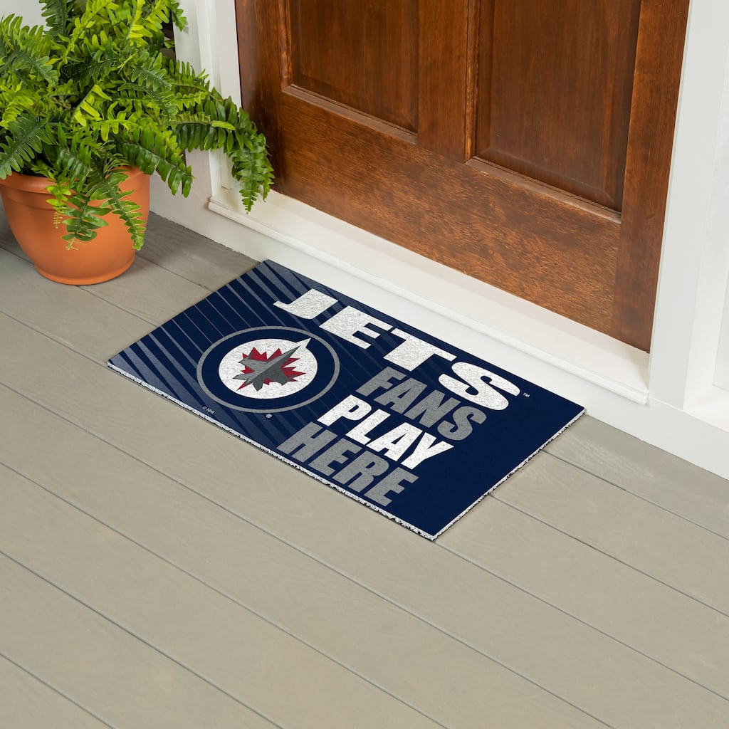 28 in. x 16 in. Winnipeg Jets "Fans Play Here" PVC Door Mat