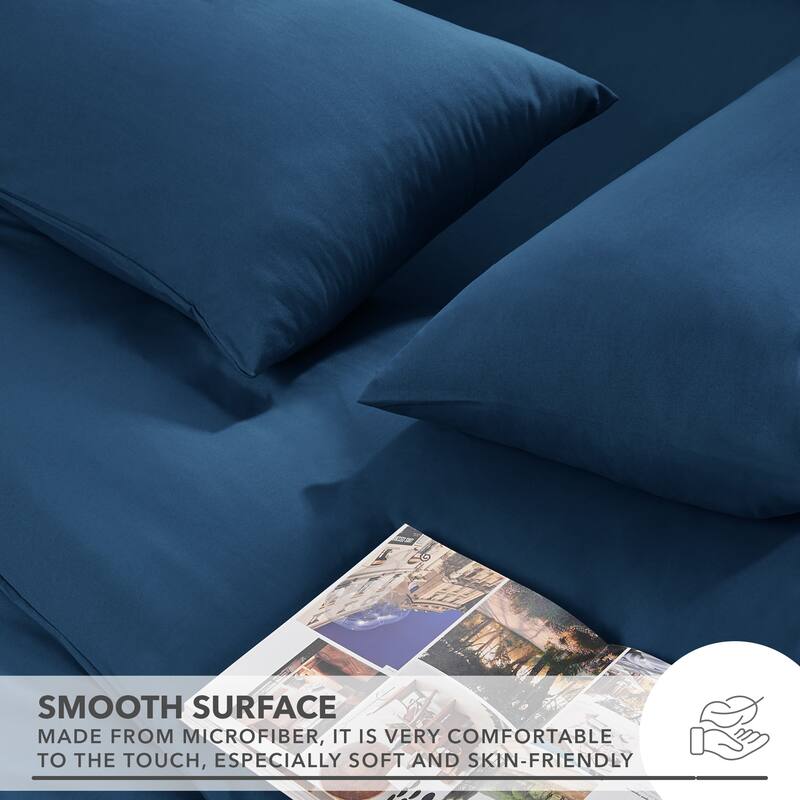 Deconovo 4-Piece Ultra-Soft Bed Sheet Set, 1800 Thread Count, Deep Pockets
