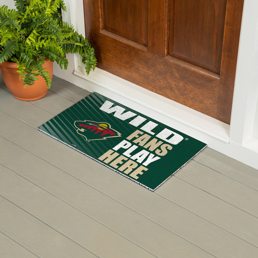 28 in. x 16 in. Minnesota Wild "Fans Play Here" PVC Door Mat