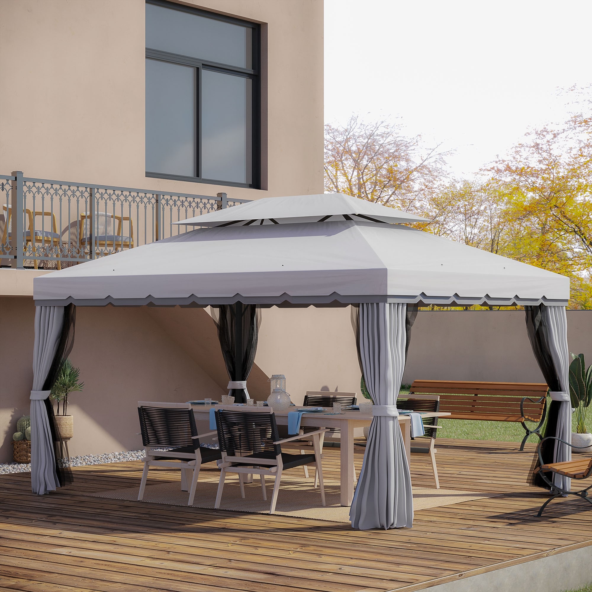 Outsunny 10' x 10' Outdoor Patio Gazebo with Beautiful Polyester