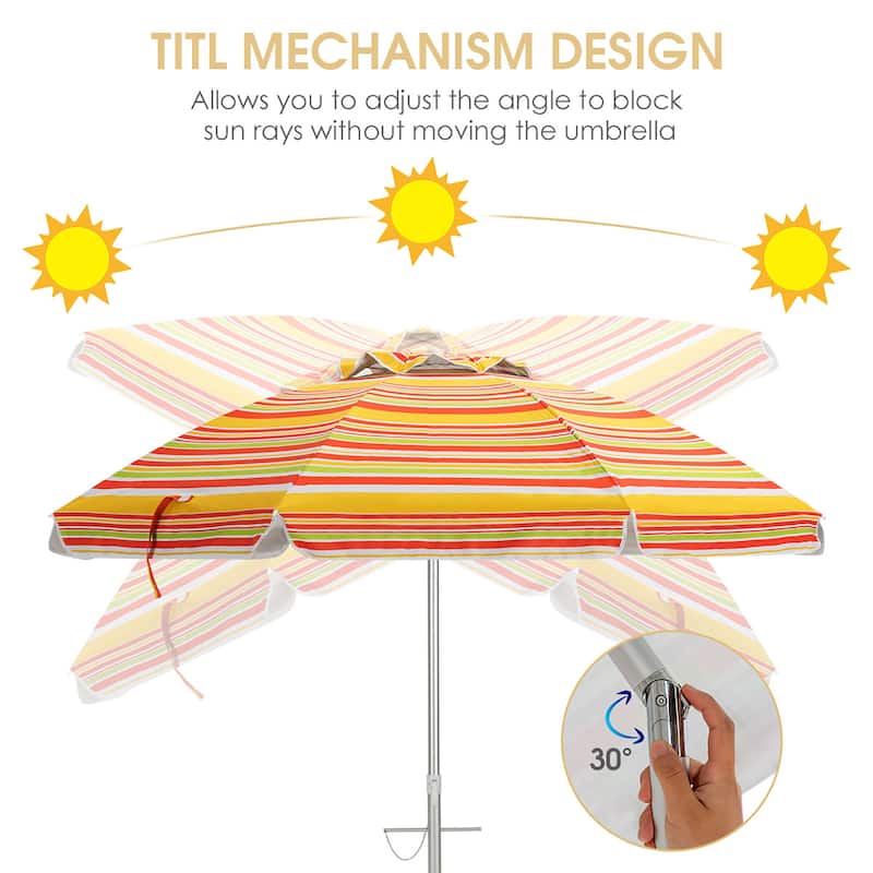 6.5FT Patio Beach Umbrella with Aluminum Frame & Portable Carrying Bag