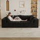 preview thumbnail 92 of 147, Modular Sectional Sofa Corduroy Upholstered Sleeper Sofa Convertible Cloud Accent Couch Deep Seat Chaise Lounge, DIY Combination Loveseat - Black