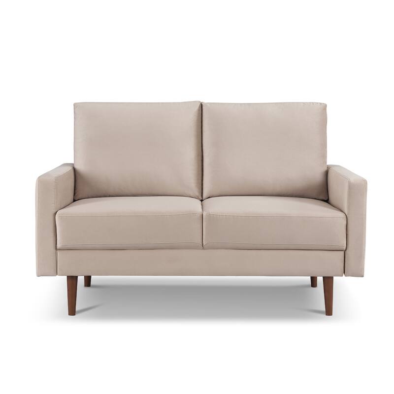 57 Inch Wide Upholstered Loveseat with Square Arms - N/A