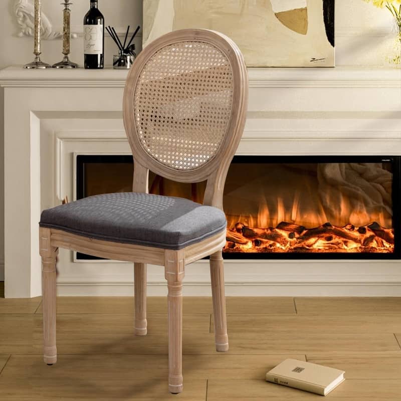 Upholstered French Style Nailhead Dining Chairs(Set of 2)