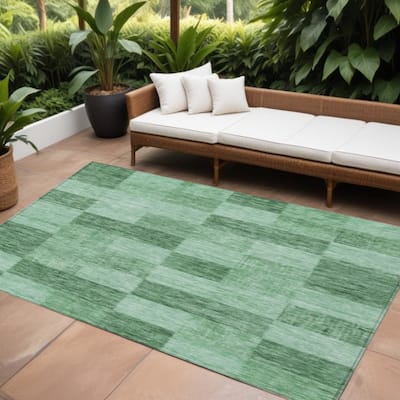 HomeRoots Geometric Transitional Rectangle Outdoor Rug