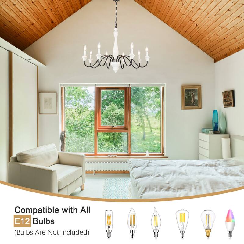 8-Light Vintage Candlestick Hanging Chandelier Lighting for Kitchen Island