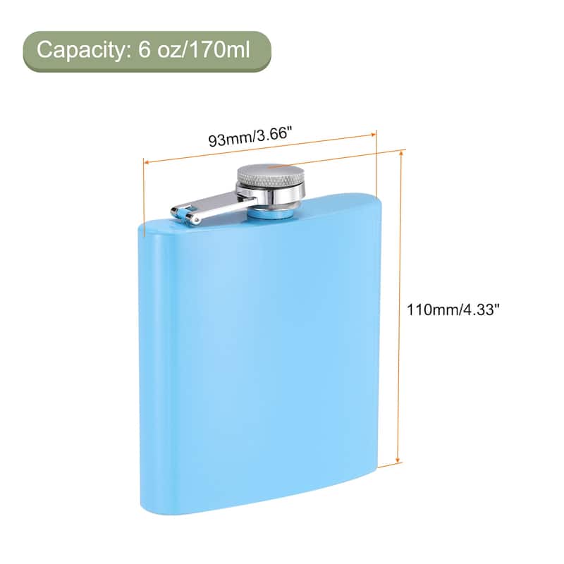 6oz 170ml Stainless Steel Hip Flask for Camping Outdoor Activity - Light Blue