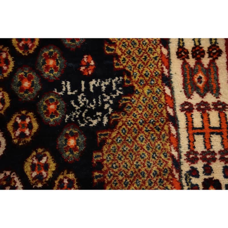 Hand Knotted Oriental 100% Wool Carpet Traditional Tribal Navy Blue & Blues Shiraz Area Rug - 6' 1'' X 3' 8''