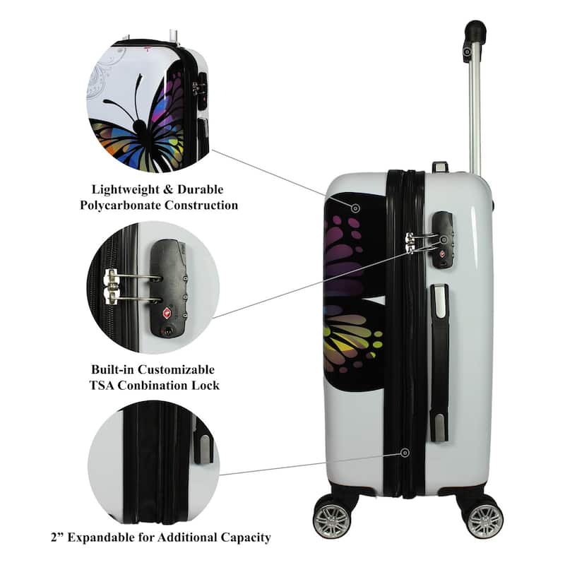 World Traveler Butterfly 24-inch Expandable Hardside Spinner Suitcase