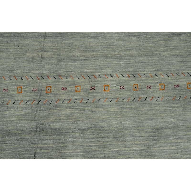 Hand Knotted Oriental 100% Wool Carpet Tribal Animal Pictorial Greys & Charcoal Gabbeh Area Rug - 9' 8'' X 8' 0''