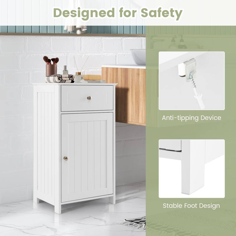 Bathroom Storage Cabinet with Drawer and Adjustable Shelf - 17" x 13.5" x 30.5"
