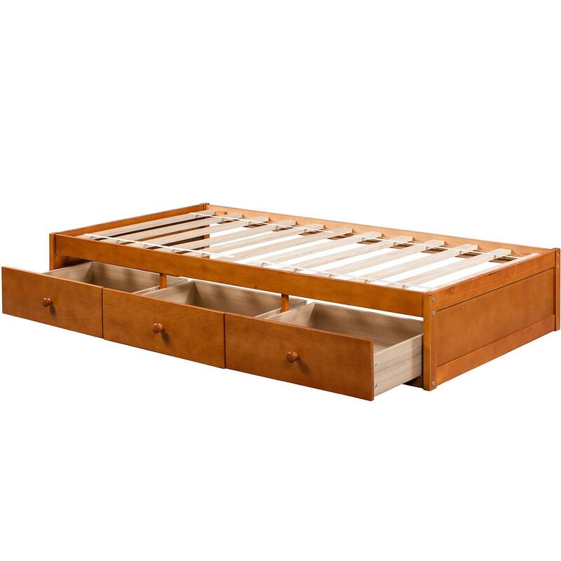 Nestfair Twin Size Platform Storage Bed with 3-Drawers