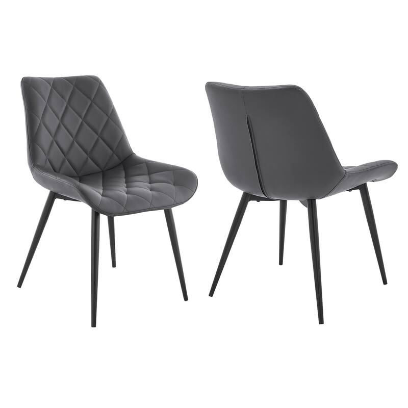 Loralie Faux Leather and Black Metal Dining Chairs - Set of 2