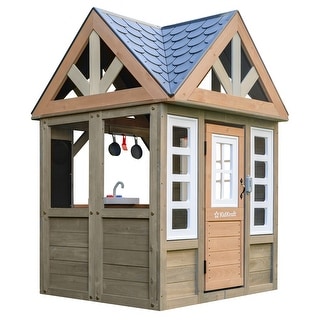 KidKraft Greystone Wooden Outdoor Playhouse with Working Doorbell