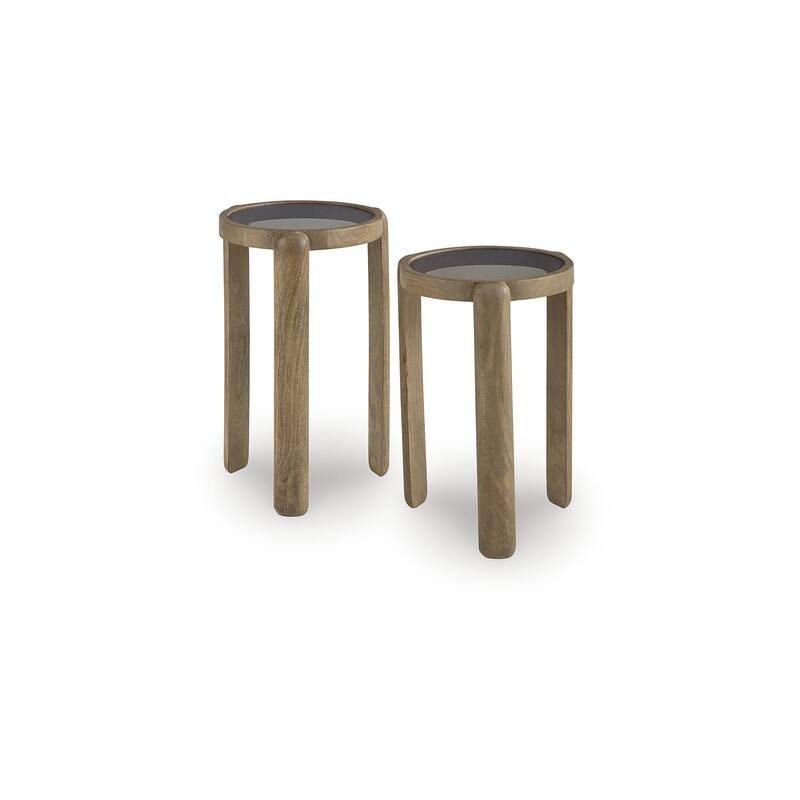 Signature Design by Ashley Jossor Light Brown Accent Table (Set of 2) - 13" W x 13" D x 22" H
