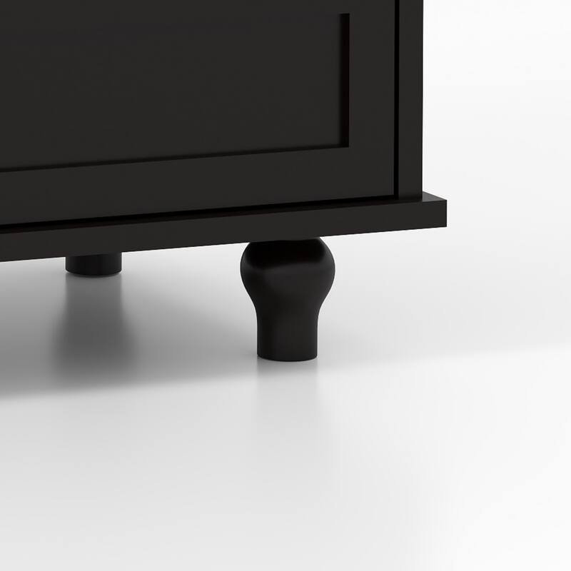 Black Sideboard Buffet Cabinet with Glass Doors and Storage Adjustable Shelf for Kitchen or Living Room - 28”L x 15”W x 36.22”H
