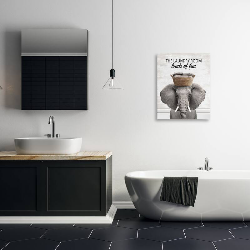 Stupell Loads Of Fun Laundry Elephant Canvas Wall Art Design By Lettered and Lined