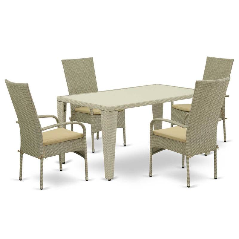 HomeStock 5-Piece Natural Oak Finish Solid Wood Top Dining table with 4 Chairs