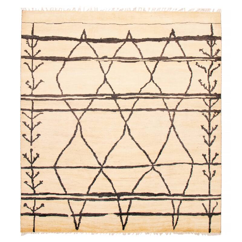 ECARPETGALLERY Hand-knotted Pak Finest Marrakesh Cream Wool Rug - 8'6 x 9'6 - Cream - 8'6 x 9'6
