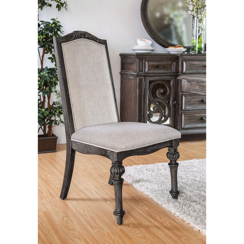 The Gray Barn Cornerways Formal High Back Carved Wood Dining Chairs (Set of 2)