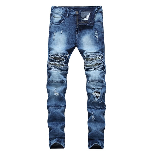 Men Jeans Ripped Slim Straight Fit 