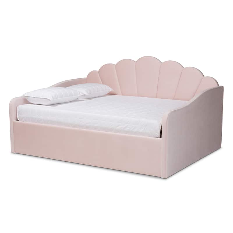 Timila Modern Velvet Upholstered Daybed-Light Pink - Queen