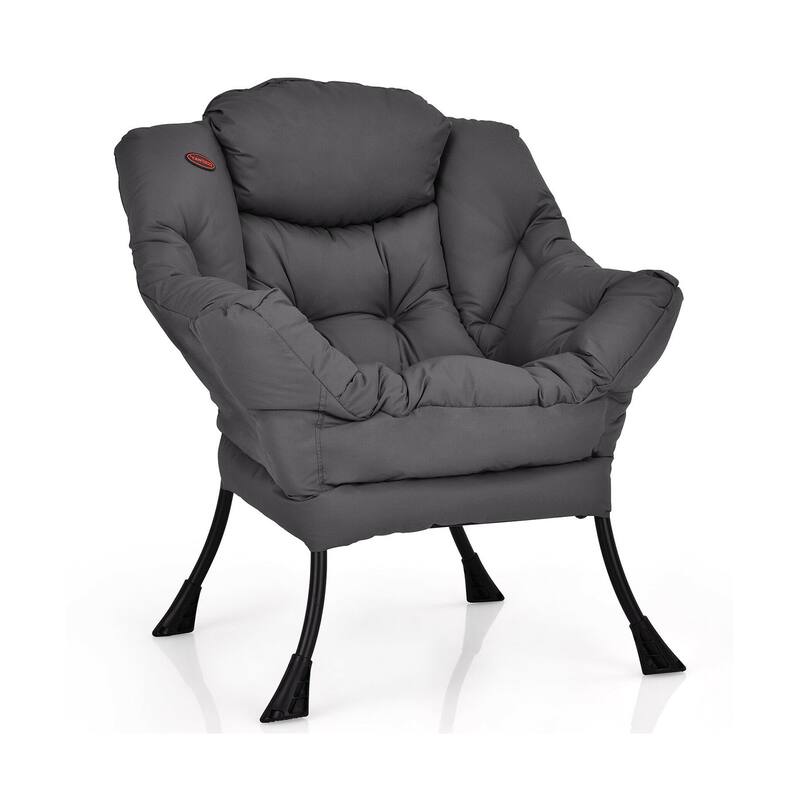 Modern Polyester Fabric Lazy Chair with Side Pocket - 32" x 29.5" x 37.5"