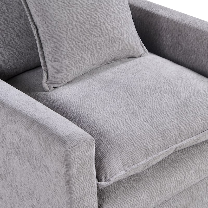 Gray Modern 33.07" Upholstered Arm Chair with Solid Wood Frame for Living Room