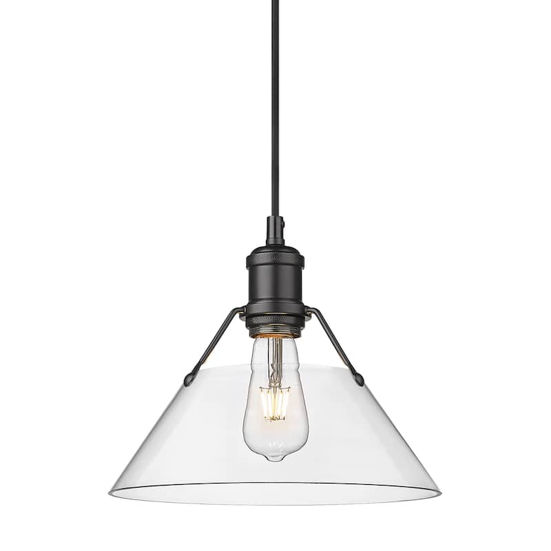 Yep by Golden Lighting Orwell 1-light 10in Pendant in Matte Black and Clear Glass