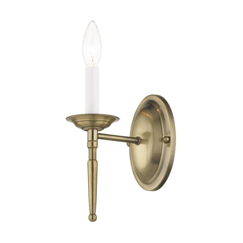Livex Lighting 1 Light Antique Brass Wall Sconce, 5121-01 - 4.25" W X 9.25"H X 6" EXT