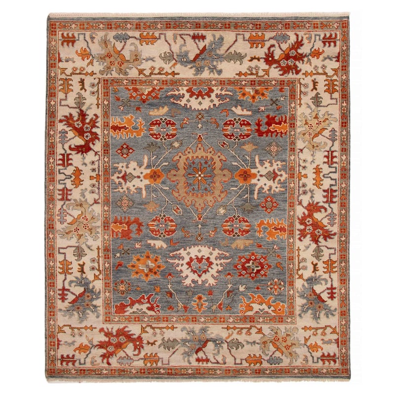 ECARPETGALLERY Hand-knotted Modern Oushak Dark Blue Wool Rug - 7'11 x 9'11 - Dark Blue - 7'11 x 9'11