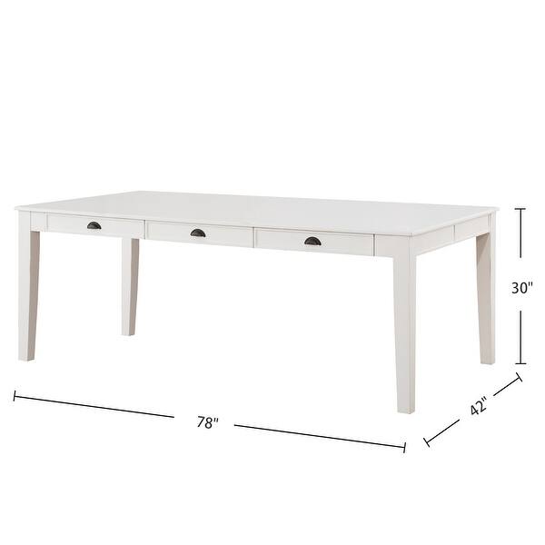 Rectangular Dining Table with 6 Top Drawers in Antique White - Bed Bath ...